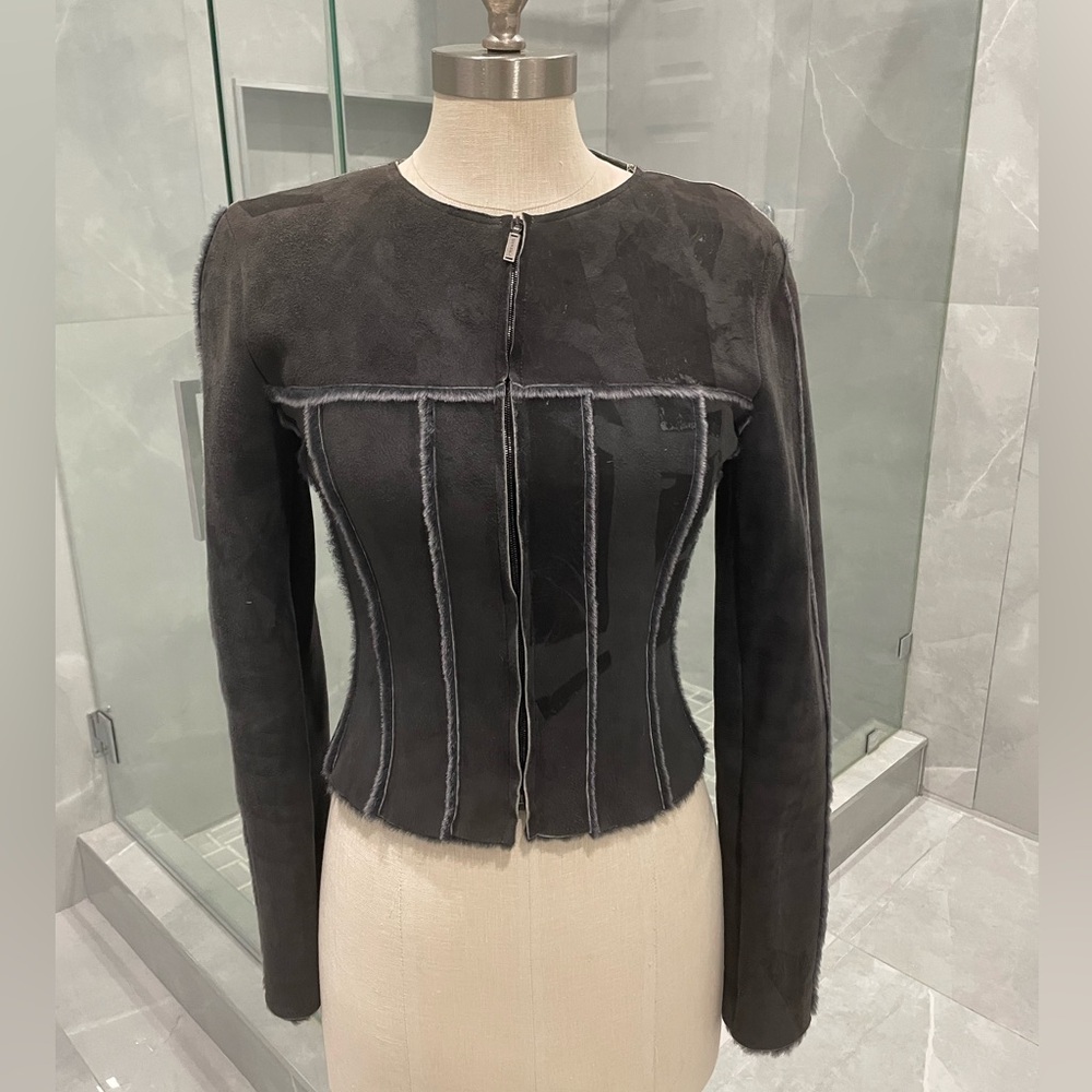 CHANEL BROWN SHEEPSKIN JACKET